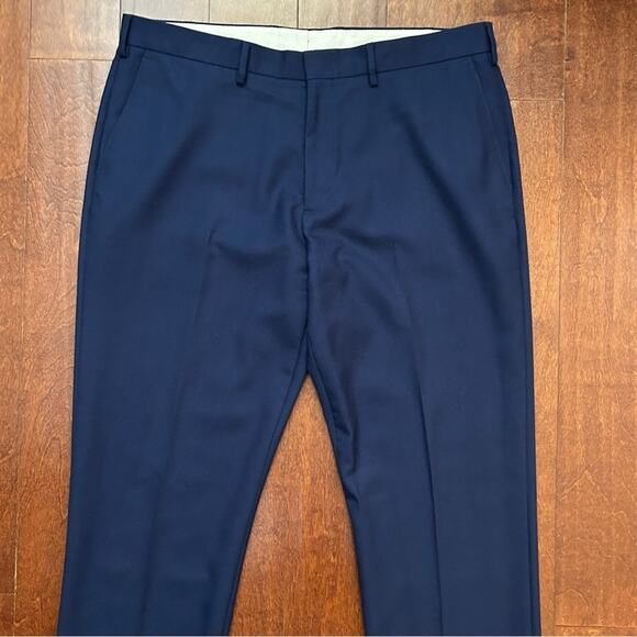 J. Crew Bowery 100%Wool Classic Blue Dress Pants W38 L34 - Picture 2 of 11